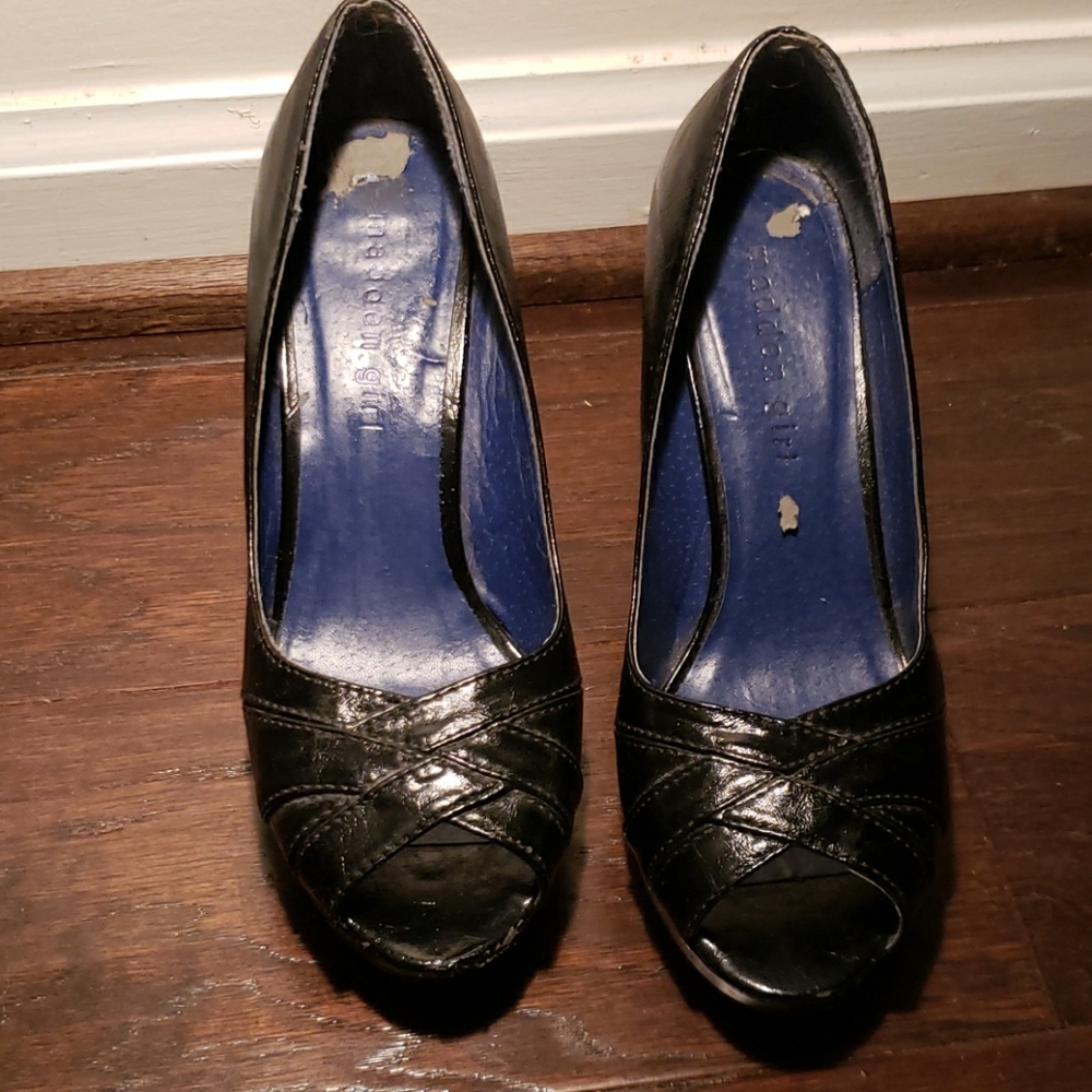 Black Madden Girl open toe heels
